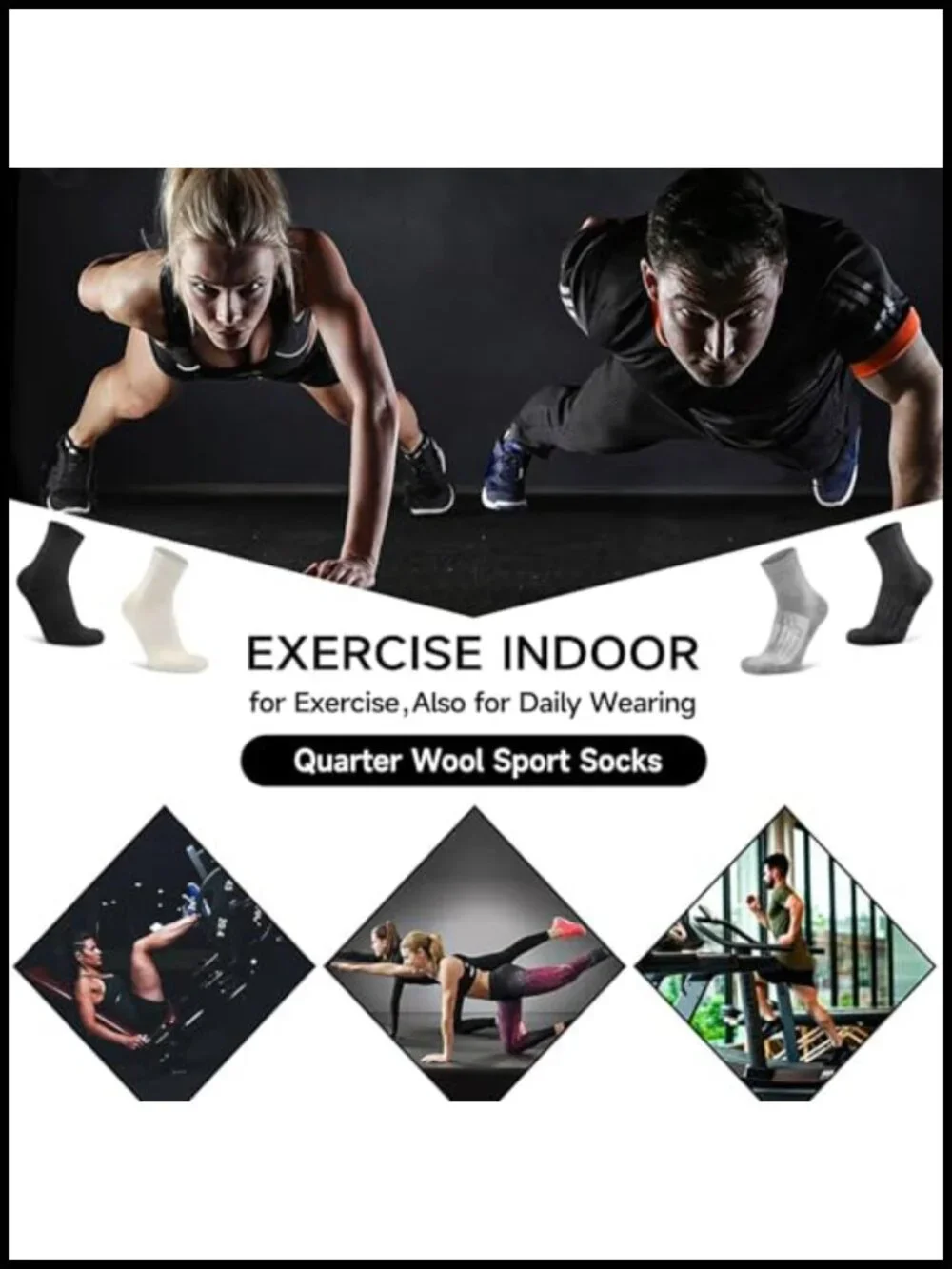 Merino Wool Blend Quarter Running Socks 3 Pack Athletic Lightweight